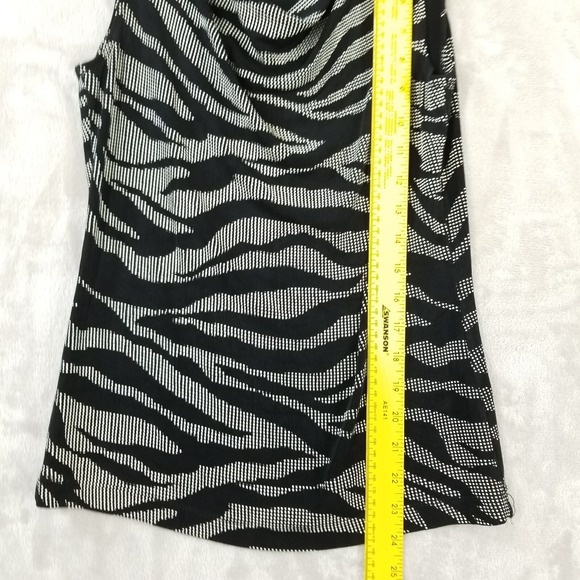 Vtg Tank Top Women S Zebra Print Draped Neckline Sleeveless Stretch Mob Wife USA - Picture 5 of 6